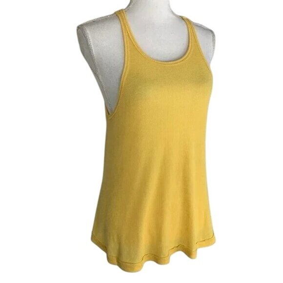 Free People Yellow Ribbed Racerback Tank Top - Picture 5 of 9